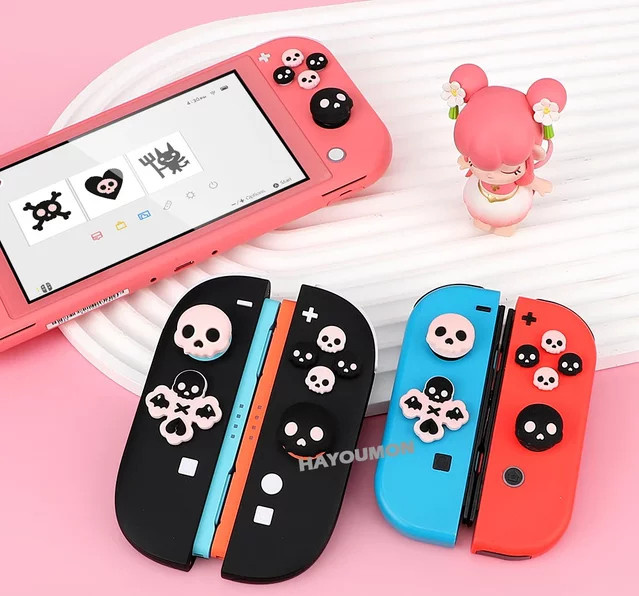 Hayoumon Silikon D-Pad-Tastenset und ABXY-Tasten-Aufkleber mit Daumengriff-Kappen für Nintendo Switch, Switch OLED und Switch Lite JoyCon, Multicolor - Bild 1