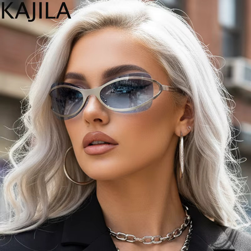 Kajila Sonnenbrille Cat-Eye, randlos, Metall, grau, Damen - Bild 3