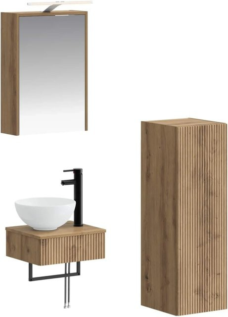 vidaXL Badezimmerschrank-Set 4-teilig in Artisan-Eiche, modern, Braun, B/T/H: 43 x 16 x 62,5 cm - Bild 1