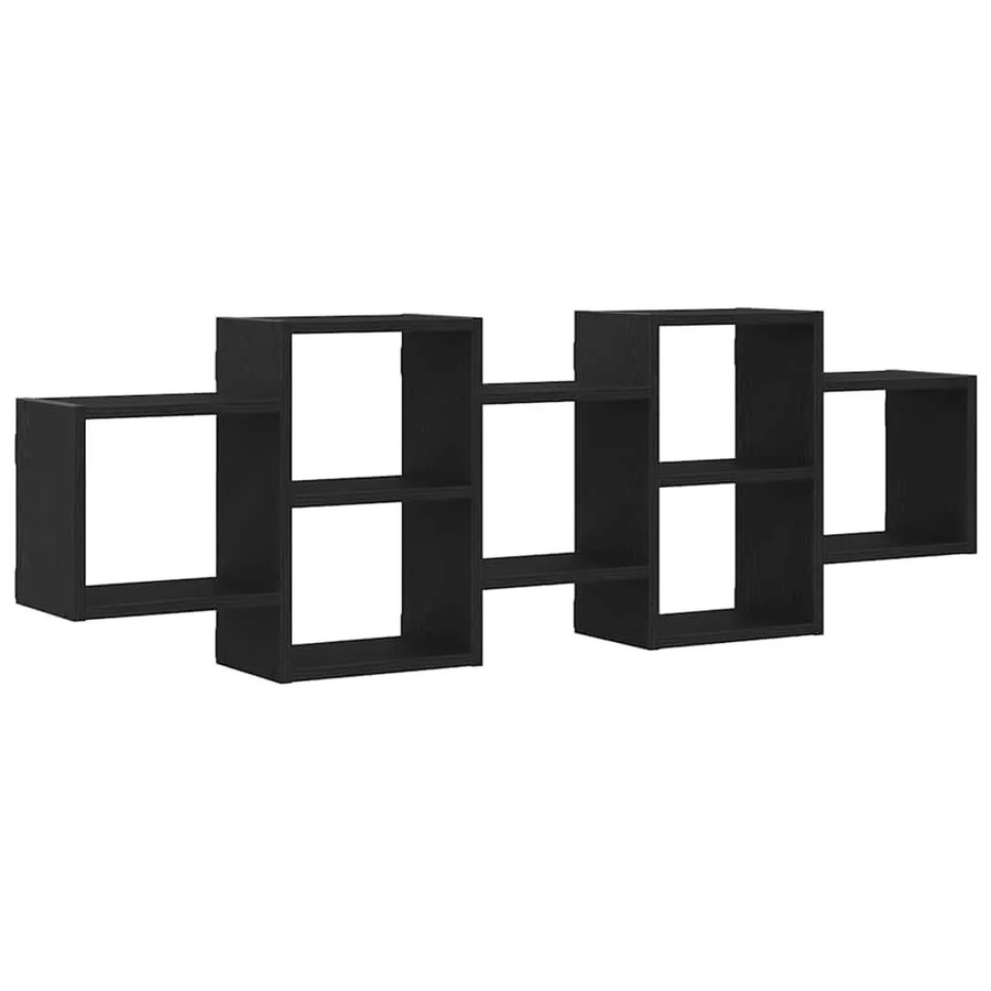 vidaXL Wandregal Cube in Schwarz und Eichen-Optik aus Holzwerkstoff, B: 129 cm, H: 18 cm, T: 42 cm - Bild 2
