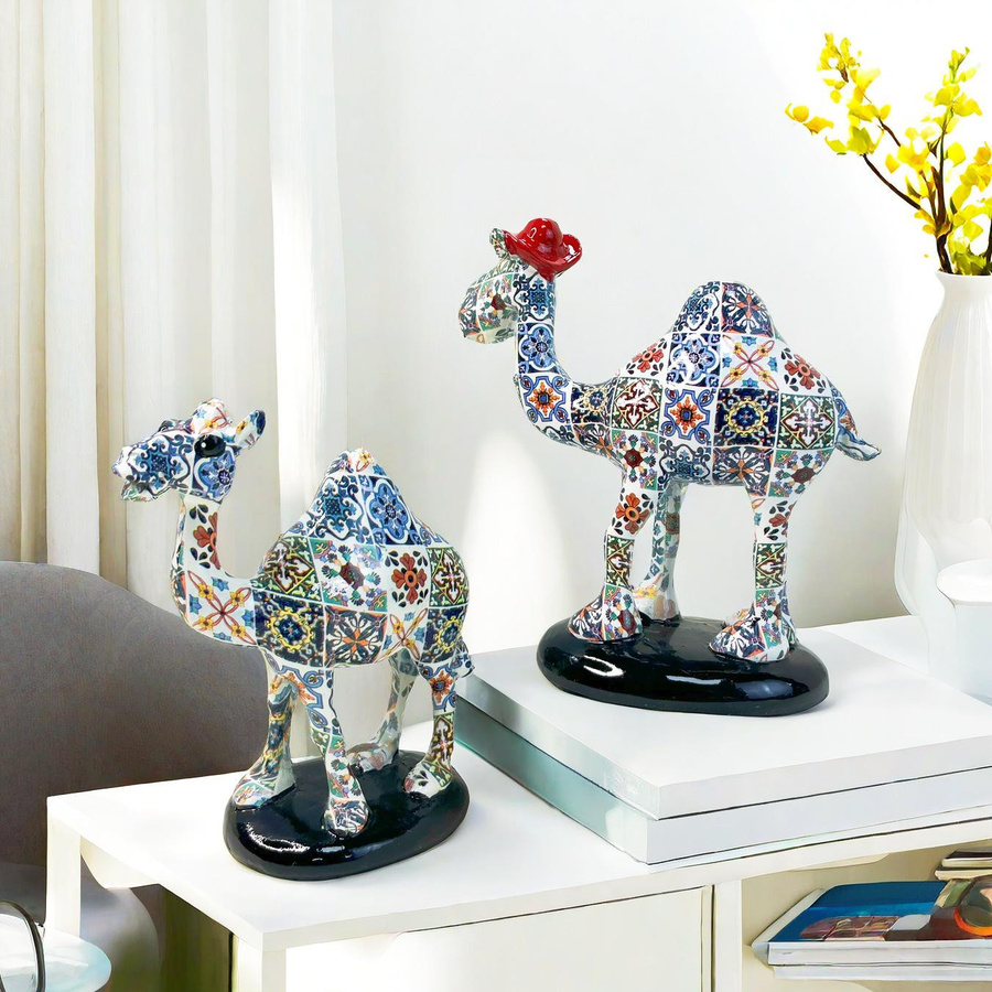 Yiran Furniture Dekorative Kamel-Figur aus Harz in Multicolour für dein Zuhause und Büro, Modern und Schlicht, B/T/H: 14,0 x 6,0 x 6,0 cm - Bild 2