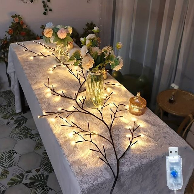 Peach Forest LED Deko-Baum mit 96 LEDs und 8 Modi, USB-betrieben für Desktop oder Wand, ideal für Party und Home Dekoration - Bild 1
