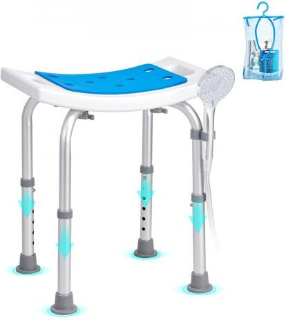 VEVOR Duschhocker höhenverstellbar in Blau mit rutschfestem Sitz und Aluminiumrahmen für Bad und Badewanne, Tragfähigkeit 158,8 kg - Bild 1