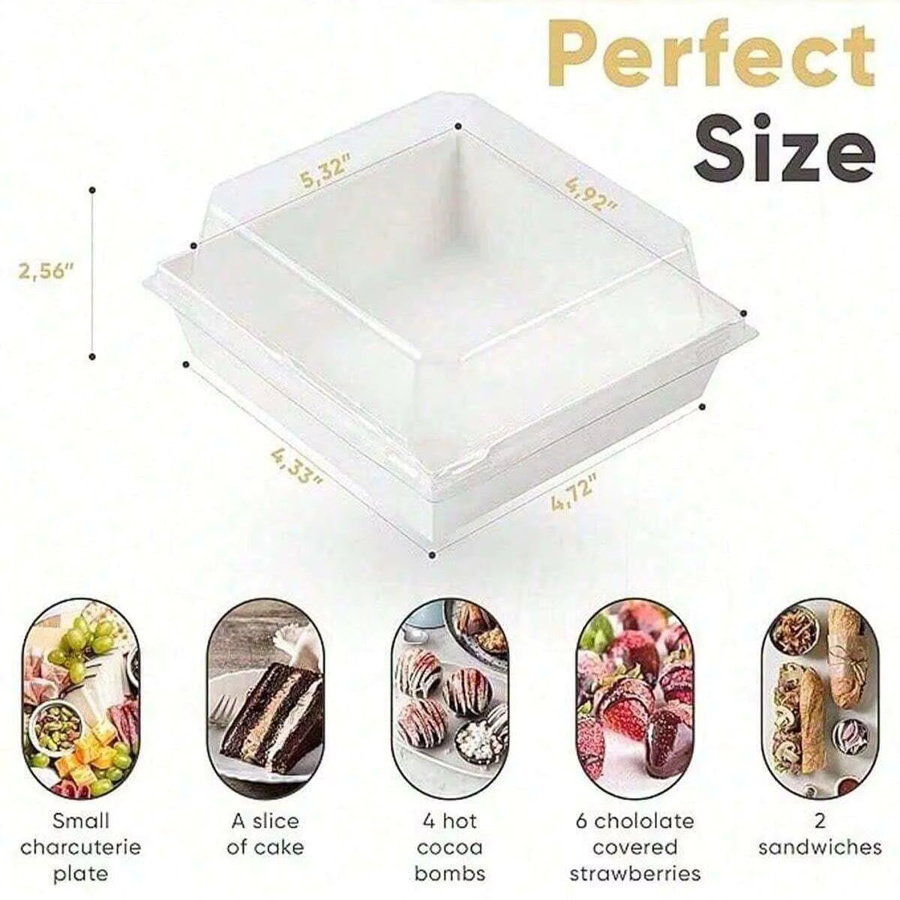 Einweg Kraftpapier-Verpackungsbox mit transparentem Deckelaufkleber in Weiß für Obst, Sandwiches und Kekse - Bild 3