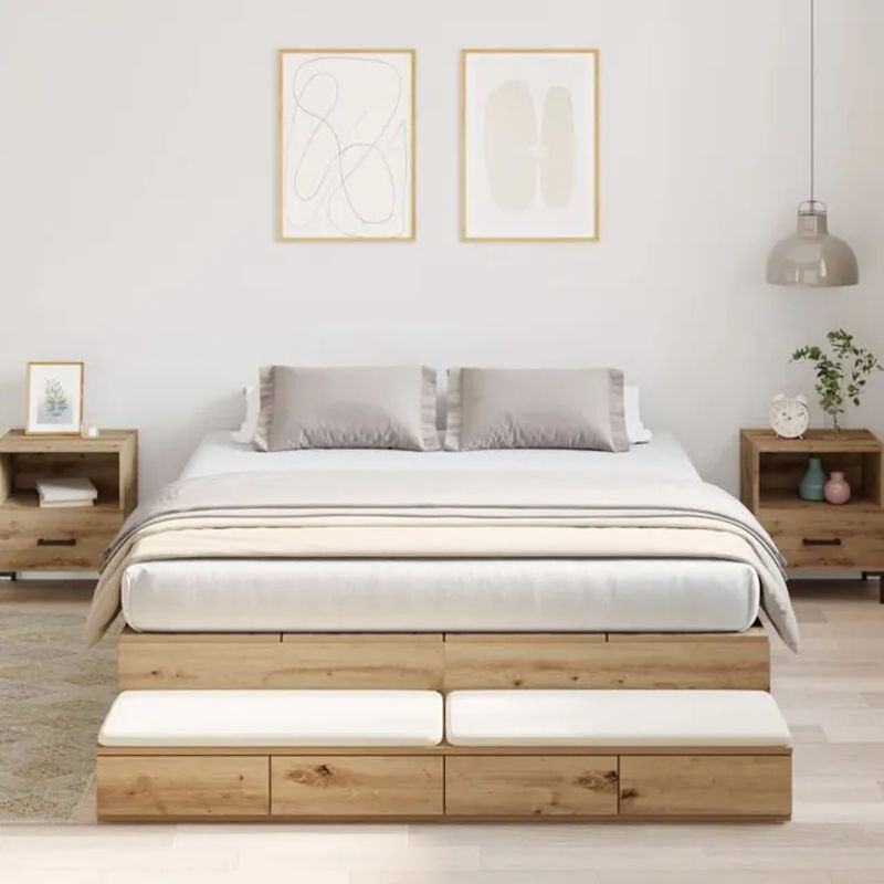Funktionsbett mit Stauraum und Tür vidaXL in Artisan-Eiche Natur Braun, B/T/H: 236,5 x 150 x 31,5 cm - Bild 1