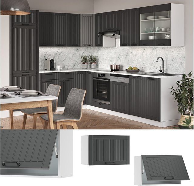 Vicco Hängeschrank FAME Line Landhaus Küchenschrank Anthrazit/Weiß Breite: 60 cm, Höhe: 40 cm, Tiefe: 34,1 cm - Bild 1