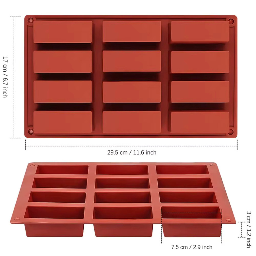 Silikon-Kuchenform von FEB.WIND mit 12 Mulden in Rot für Mousse, Trüffel und Brownies - Bild 6