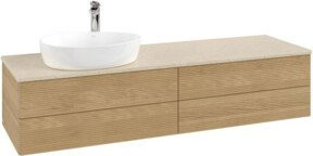 V&B Waschtischunterschrank Antao mit Frontstruktur in Eiche Honig Braun, B: 160 cm, T: 50 cm - Bild 1