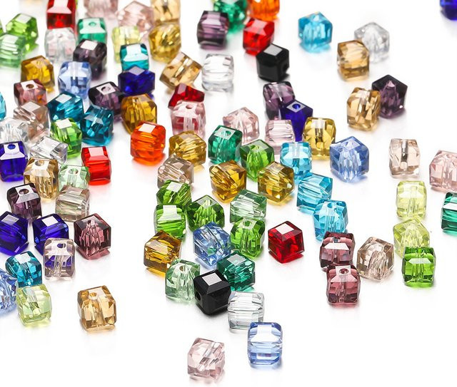 Glas Kristall Perlen, Quadratisch Facettiert, Bunt, Unisex - Bild 1