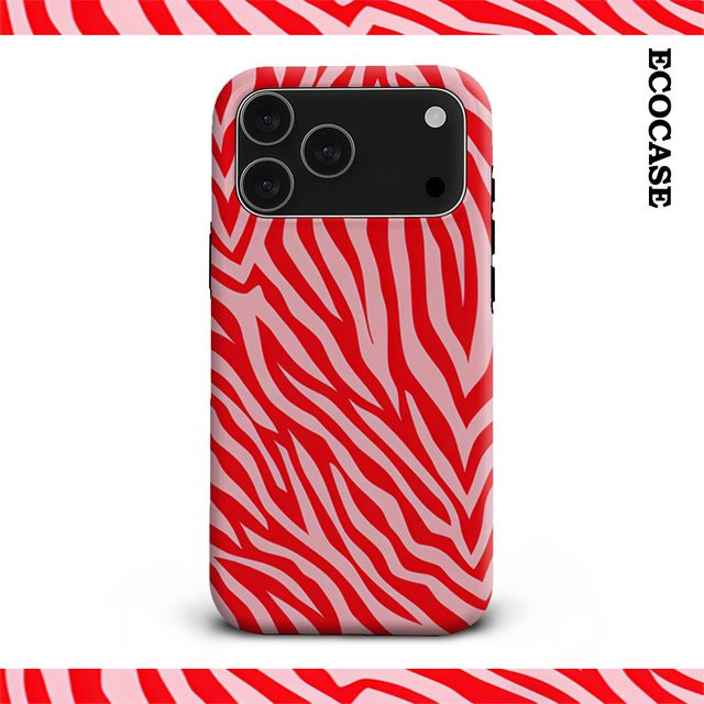 Pink Leaf Stripes Handyhülle für Apple iPhone 17 16 15 14 13 12 11 Pro Max Plus mit doppelschichtiger Rückseite in Pink - Bild 1