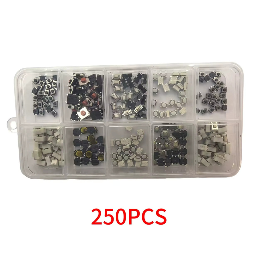 Jingxin Mikroschalter Set mit 10 Arten und Aufbewahrungsbox, 100/250 Stück, Multicolor - Bild 2