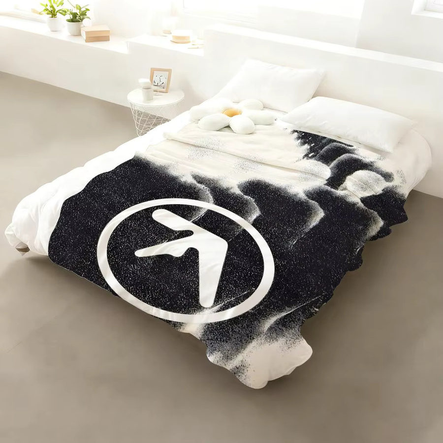 Flauschiger Flanell Überwurf DJ A-Aphex T-Twin Album Design in Weiß, weiche Decke aus Polyester für Bett und Sofa - Bild 3