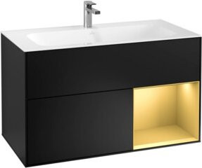 V&B Waschtischunterschrank Finion Wandbeleuchtung in Blau Lacquer, B: 99,6 cm, H: 49,8 cm - Bild 1