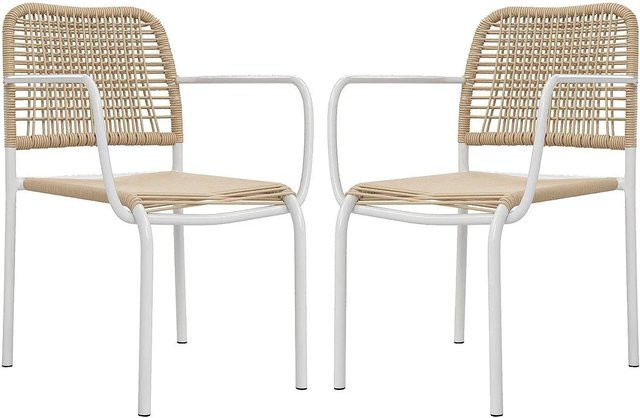 Vente-unique Gartenstuhl Niou in Beige aus Metall und Polyrattan, stapelbar - Bild 1