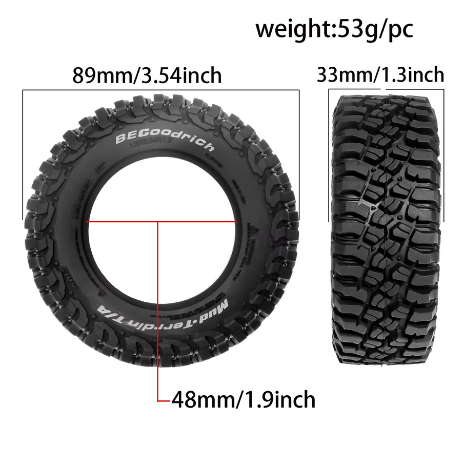 RS Gummireifen, 4-teiliges Set, 1,9 Zoll, 90 x 36 mm - Bild 3