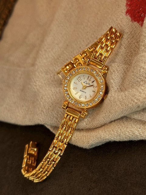 LSVTR Armbanduhr Quarz, Gold, Edelstahlarmband, Weißes Zifferblatt, Damen - Bild 1