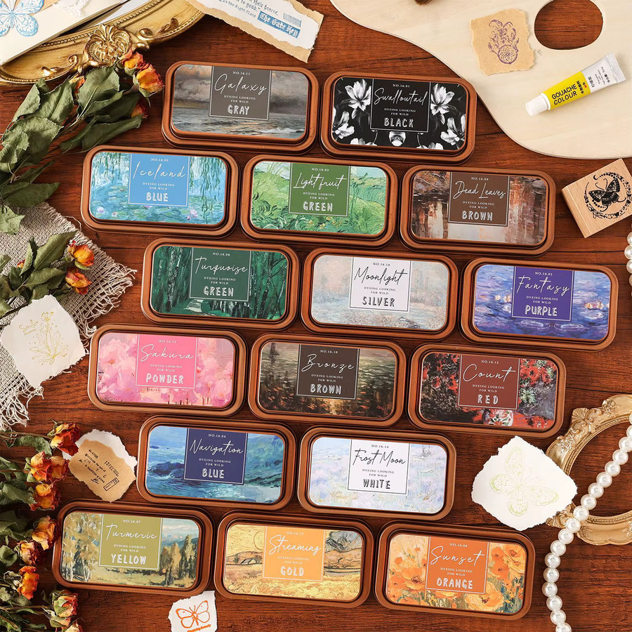 Vintage Stempelkissen in einer Eisenbox für Scrapbooking und Bastelarbeiten, Farbe: Lila - Bild 1