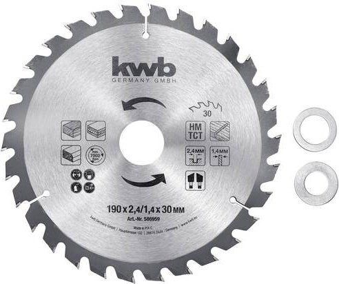 Kwb Kreissägeblatt für Holz, Carbide Tipped, Silber, Durchmesser: 190 mm, Bohrung: 30 mm - Bild 1