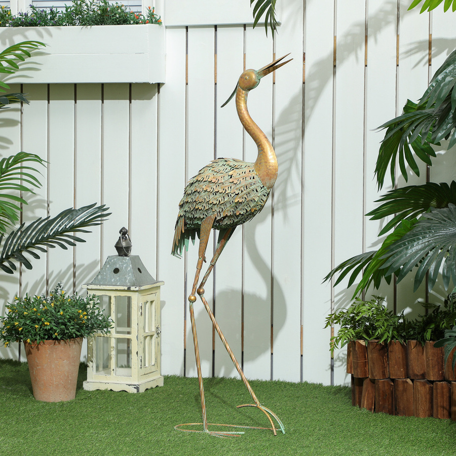 Outsunny Reiher-Skulptur aus Metall als Gartenstatue für den Außenbereich, Multicolor, Höhe: 90 cm - Bild 2