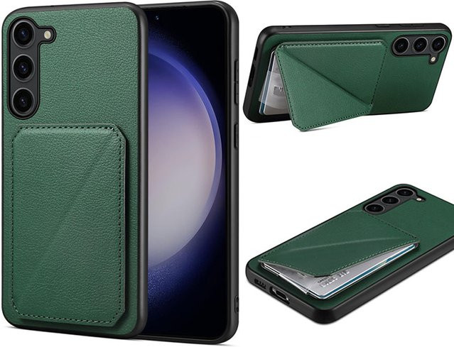 Magnetische Leder Handyhülle für Samsung Galaxy S24 S23 S22 Ultra A54 A53 A34 A52 A51 A33 A32 A31 A05s mit Kartenfach in Schwarz und Grün - Bild 1