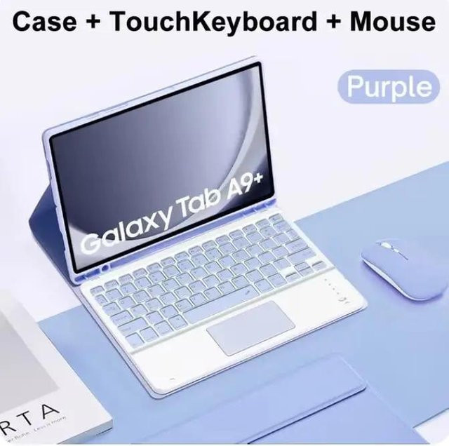 Samsung Tablet-Tastatur Hülle für Galaxy Tab S9 S8 S7 A9 Plus A8 A7 S6 Lite in Violett - Bild 1