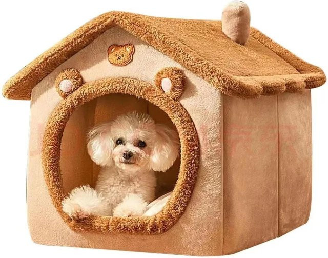 NATAWA Hundehütte und Katzenhaus für alle vier Jahreszeiten, braun, B/T/H: 45 x 40 x 38 cm - Bild 1