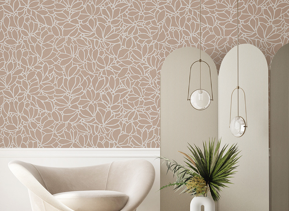 Jannelli & Volpi Tapete Kunst 25623 in Pink und Beige mit abstraktem Streifenmuster aus Vinyl für ein modernes Design - Bild 1