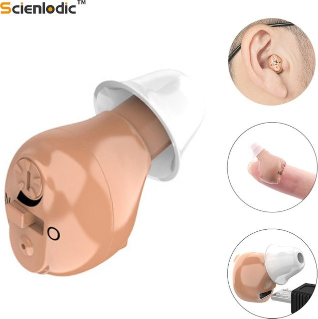 Scienlodic Wiederaufladbares CIC Mini-Hörgerät für Senioren in Beige - Bild 1