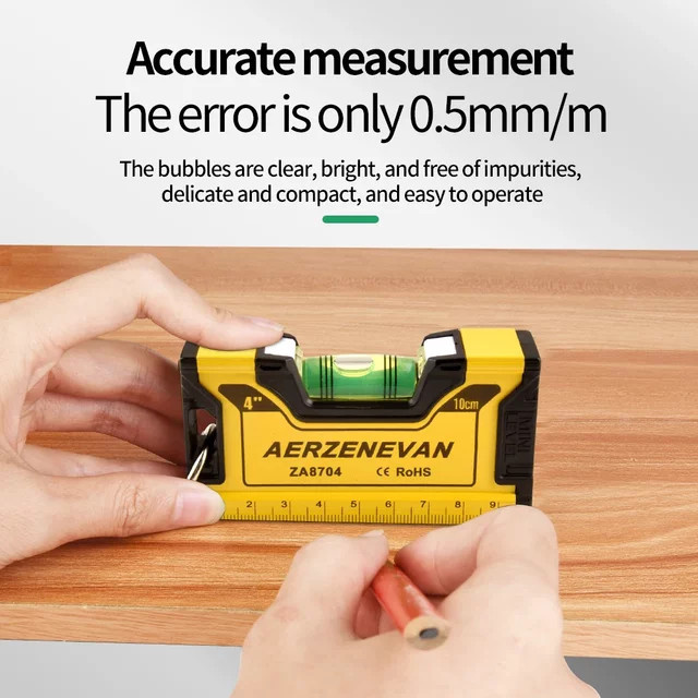 Baolian Magnetische Taschenwasserwaage aus Aluminium in Weiß und Gelb, Breite: 10,5 cm - Bild 1