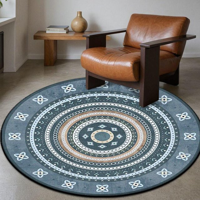 Karpetti Runder Teppich im Boho-Stil, Vintage Geometrisches Design, Mehrfarbig, Durchmesser: 60 cm - Bild 1