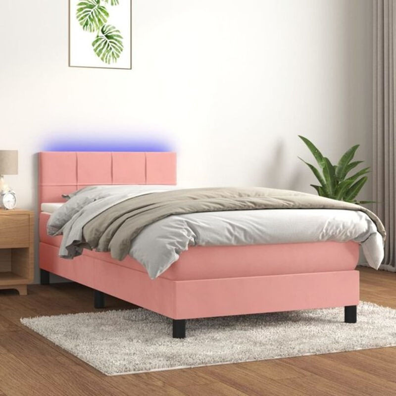 Vidaxl Boxspringbett mit Matratze aus Samt in Rosa und Weiß B/T/H: 80 x 200 x 78 cm - Bild 1