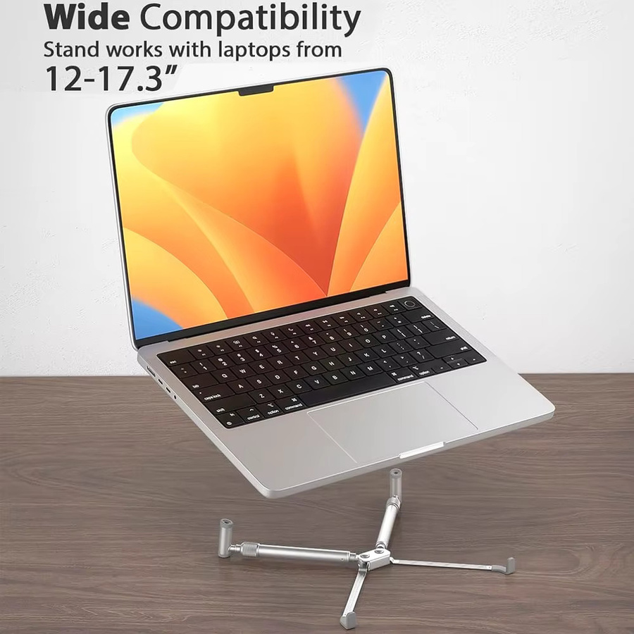 Xnyocn Laptop-Ständer aus Aluminium in Silber, faltbarer vertikaler Notebook-Ständer für MacBook Pro, MacBook Air, Tablet und Smartphone - Bild 3