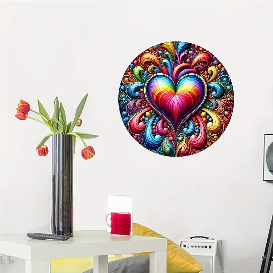 Rundes Winterkranzschild von Potdemiel aus Aluminium mit Regenbogenherz-Design in Multicolor, Durchmesser: 20,3 cm - Bild 5