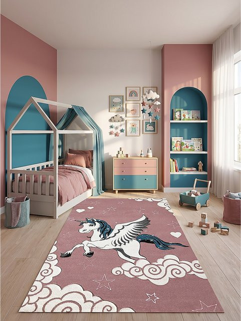 Pflegeleichter Kinderteppich Kadima Design IDRO in Pink, B/T: 80 x 150 cm - Bild 1