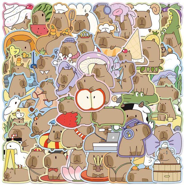 Kpustyle Cartoon Capybara Graffiti Aufkleber Multicolor für Laptop, Telefon und Scrapbook - Bild 1