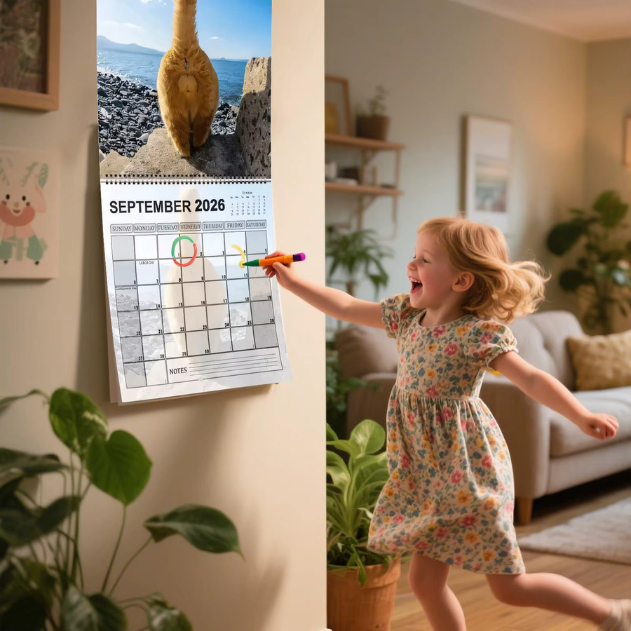 Wandkalender 2026 Katze Monatskalender mit 12 Monaten in Blau und Multicolour - Bild 2