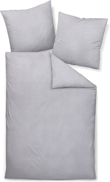 Bettwäsche Jersey Classic Janine aus Baumwolle in Grau mit Reißverschluss, Bettbezug 155 x 220 cm und Kissenbezug 80 x 80 cm - Bild 1