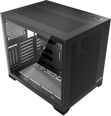VEVOR Mid-Tower Gaming PC Case Dual Chamber in Schwarz mit Tempered Glass Panels, Magnetischem Staubfilter und Kabelmanagement, kompatibel mit ATX, M-ATX und ITX, unterstützt GPUs bis 410 mm Länge - Bild 1