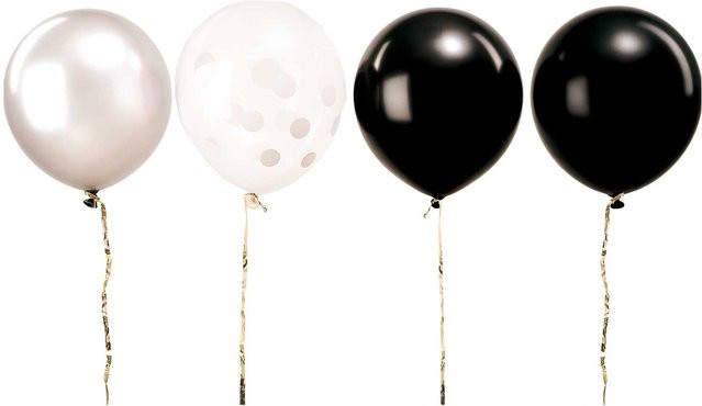 Rico Design Luftballon Mix in Schwarz-Weiß aus Naturkautschuklatex, 12 Stück, Durchmesser: 30 cm - Bild 1