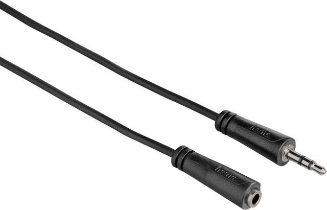 Hama Audio-Verlängerungskabel Stereo mit 3,5-mm-Klinken-Stecker und Kupplung in Schwarz, Länge: 5,0 m - Bild 1