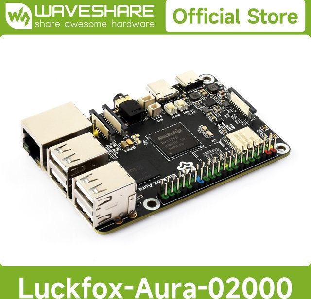Waveshare Luckfox Aura Hochleistungs-Linux-Entwicklungsboard mit Rockchip RV1126B Quad-Core 1,6 GHz Prozessor und 3 TOPS in Schwarz - Bild 1