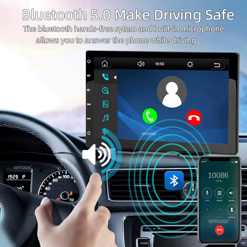 HIPPCRON 9-Zoll Auto-Stereoanlage mit IPS-Touchscreen, Multimedia-Videoplayer und kabellosem CarPlay sowie Android Auto, Schwarz - Bild 4
