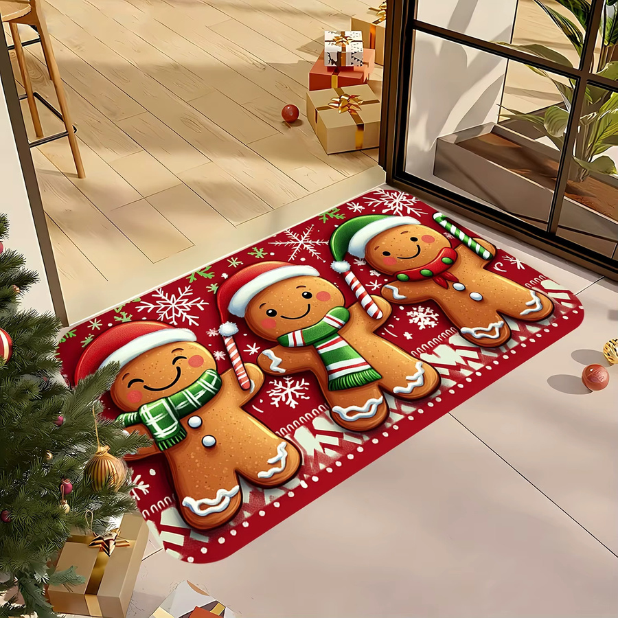 VIKAMA Weihnachts-Fußmatte mit Lebkuchenmann-Muster für Badezimmer, Wohnzimmer und Schlafzimmer - Bild 5