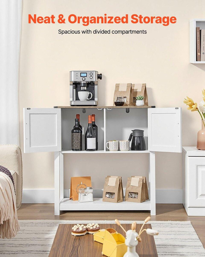 Buying Solutions MB Kaffee Bar Schrank im Bauernhaus Stil mit 3 Stufen und Magnettüren, Braun Weiß - Bild 2