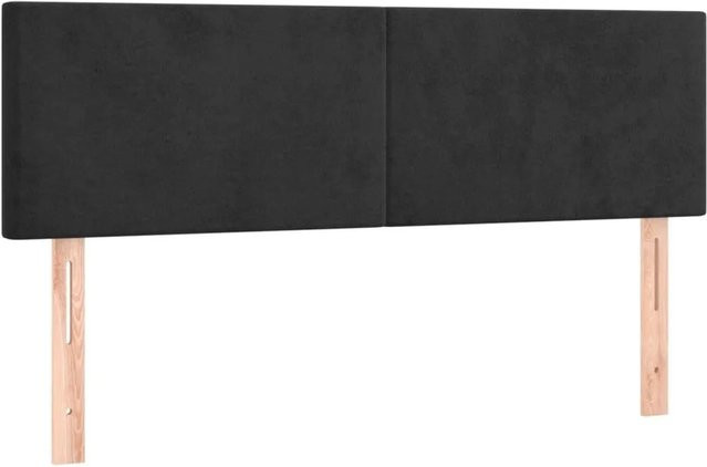 vidaXL Kopfteile 2er Set aus Samt in Schwarz, gepolsterte Paneele mit Lärchenholz, B/T/H: 72 x 5 x 78/88 cm - Bild 1