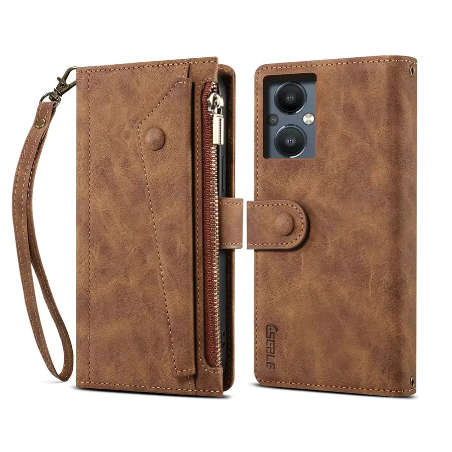 Luxus Leder Umhängetasche mit RFID-Schutz und Reißverschluss als Buchcover für OnePlus Nord 5 4 CE 3 Lite CE 2T 2T N10 N20 SE N30 N300 5G in Schwarz oder Braun - Bild 5