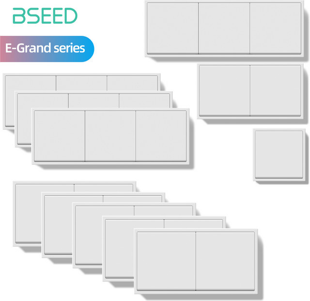 BSEED E-Grand-Serie Lichtschalter, 1-Gang Ein-Aus Wandlichtschalter mit 1-Wege-Knopf, Weiß, Kunststoffrahmen - Bild 1