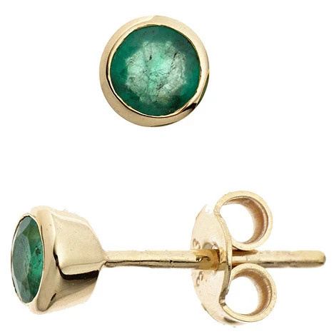 Colfem Ohrstecker 333 Gelbgold, Smaragd, grün, Unisex - Bild 1