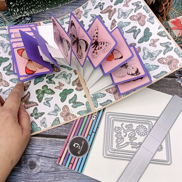 Alinacutle Metall-Stanzform Pop-Up-Flip-Fotopagina in Silber für DIY-Grußkarten und Papierhandwerk - Bild 1