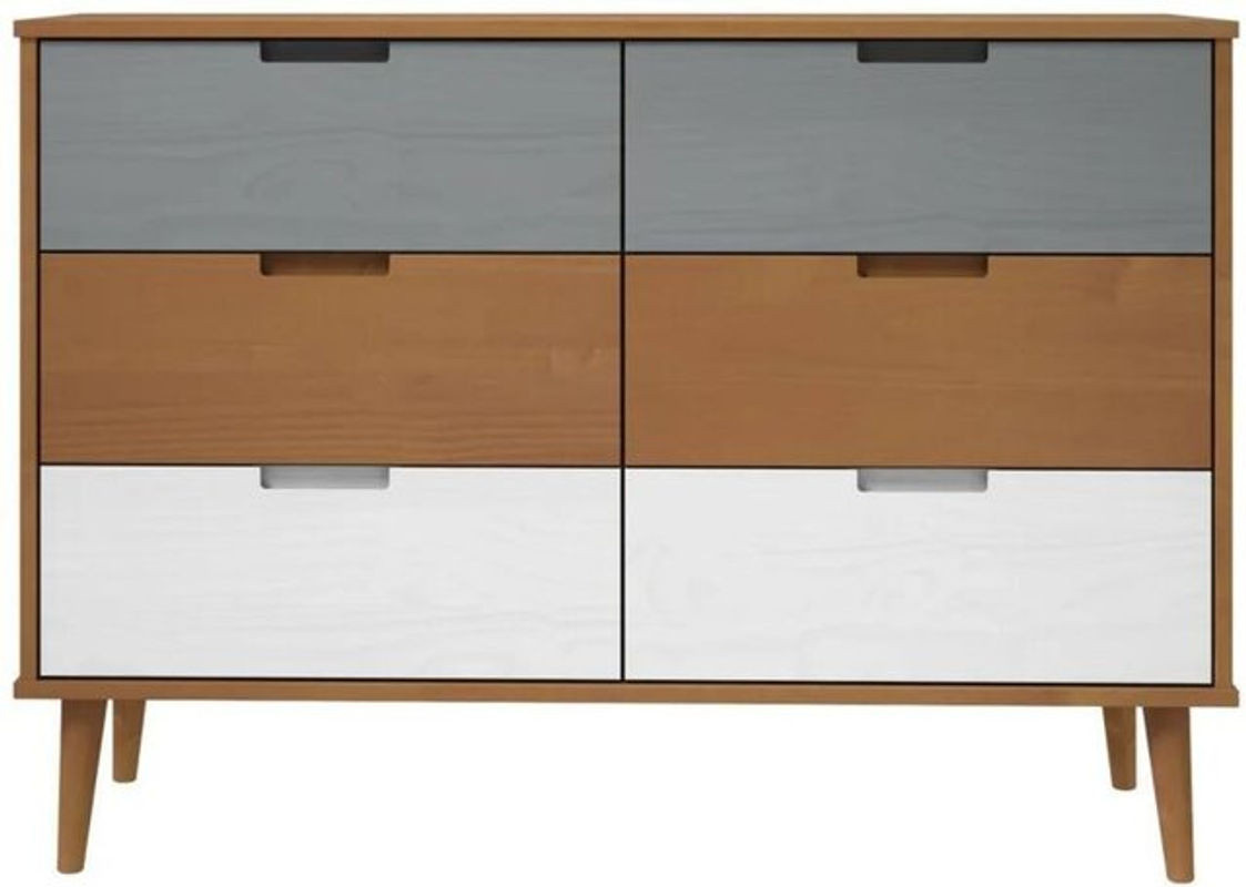 Schubladenschrank Molde von vidaxl aus Massivholz Kiefer in Braun, B/T/H: 113 x 40 x 80 cm - Bild 1